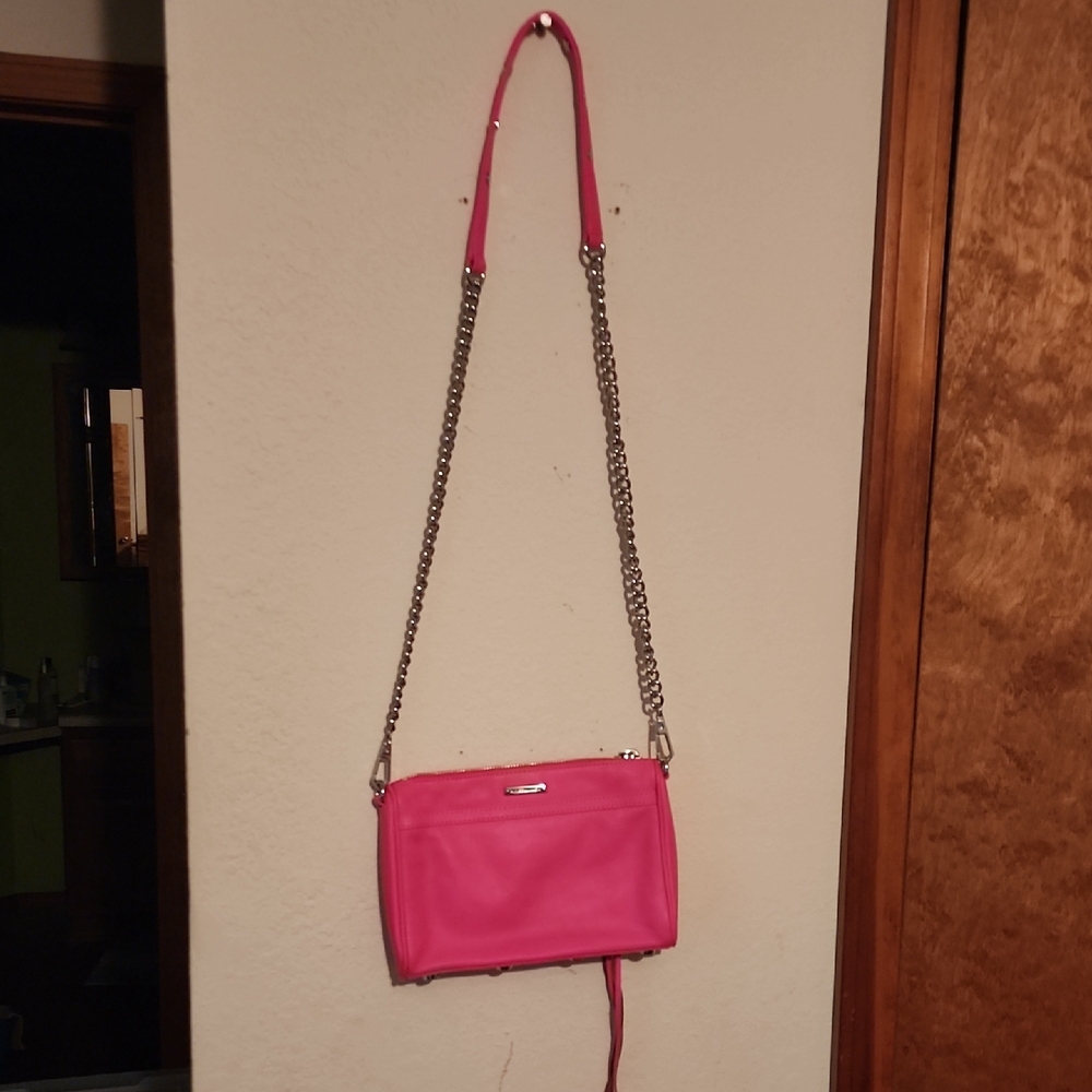 Rebecca Minkoff Bright Pink Leather Purse. 28 Long, 9x6 Body. Excellent Used.